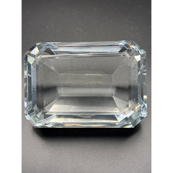 Unmarked Emerald Cut Crystal Paperweight 4" x 4" x 3" - Picture 1 of 6